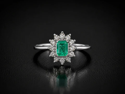 Anillo en plata con esmeraldas