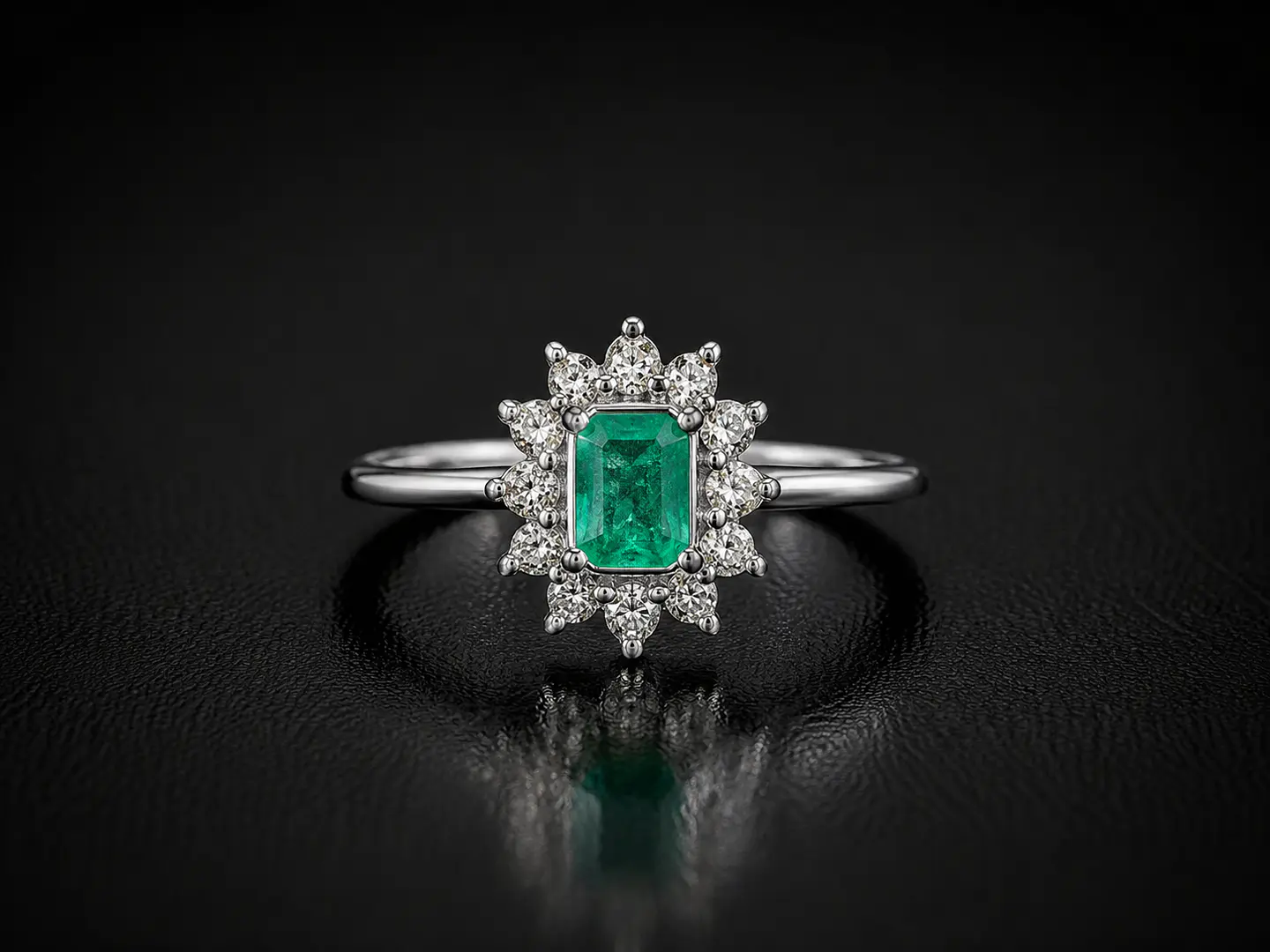 Anillo en plata con esmeraldas 1