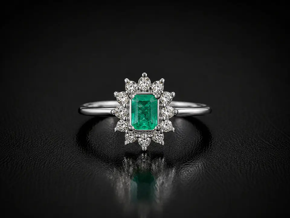 Anillo en plata con esmeraldas 1
