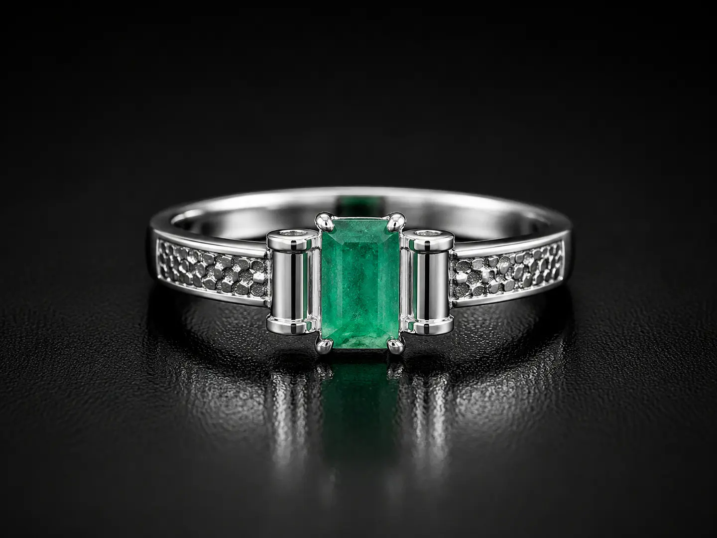 Anillo en plata con esmeraldas 1