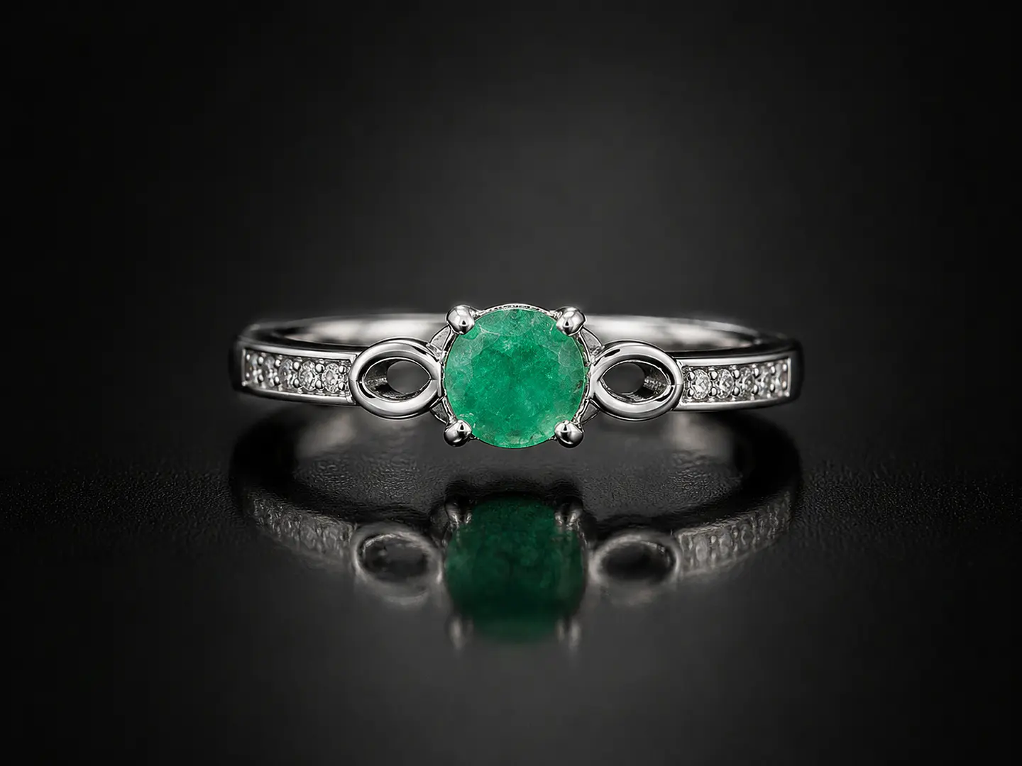 Anillo en plata con esmeraldas 1