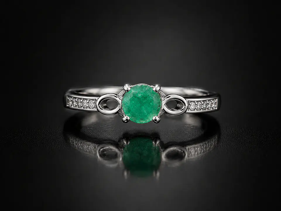 Anillo en plata con esmeraldas 1