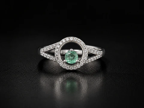 Anillo en plata con esmeraldas