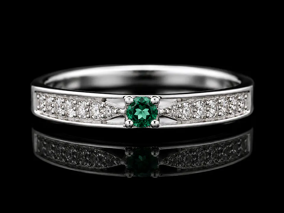 Anillo en plata con esmeraldas 1
