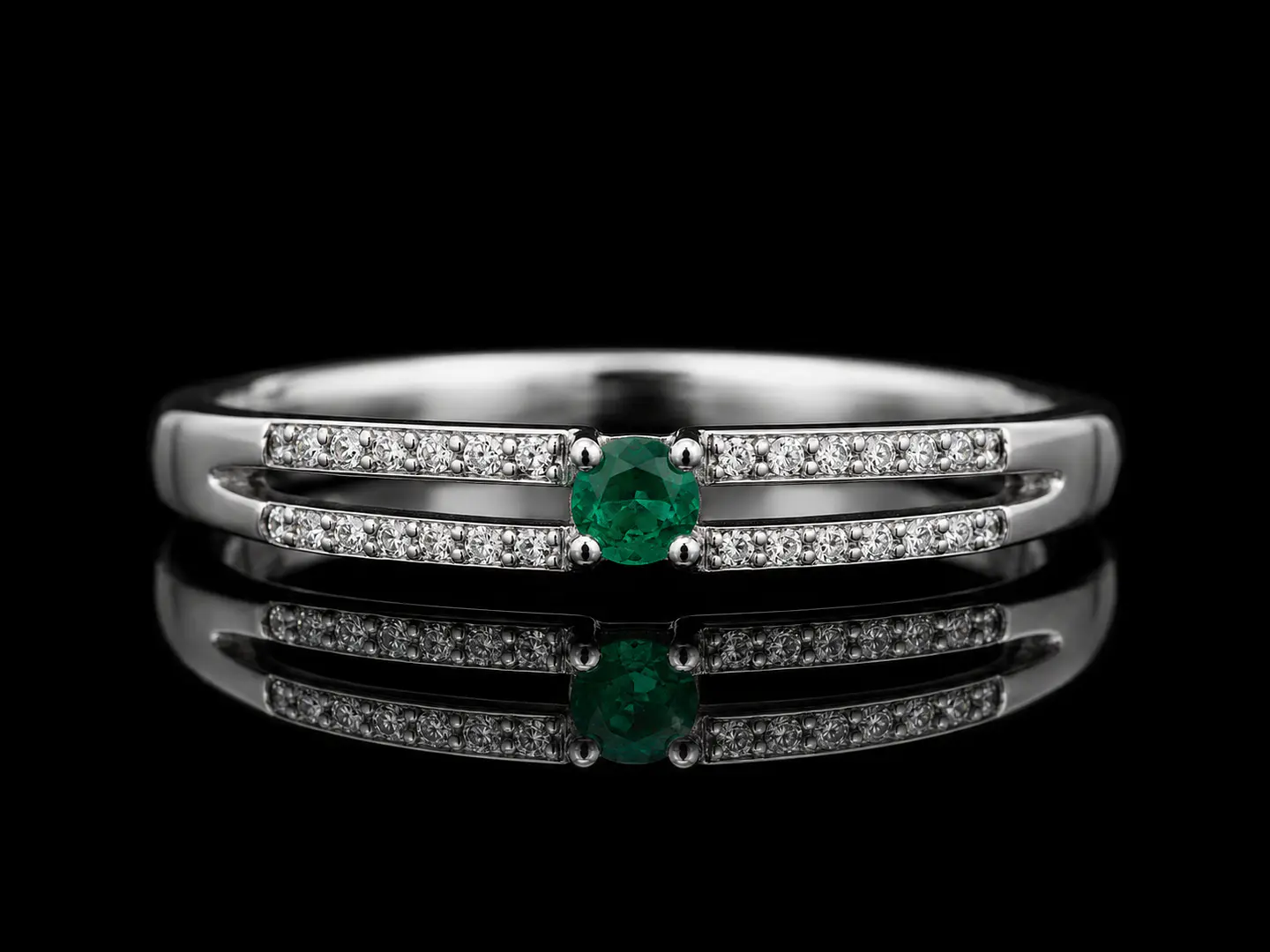Anillo en plata con esmeraldas 1