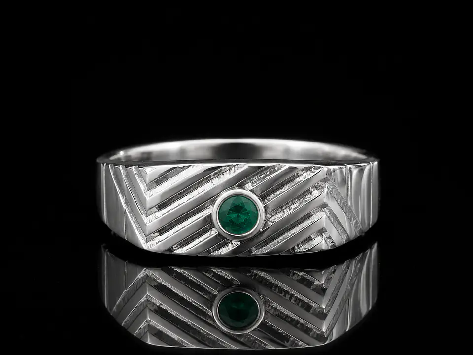 Anillo en plata con esmeraldas 1