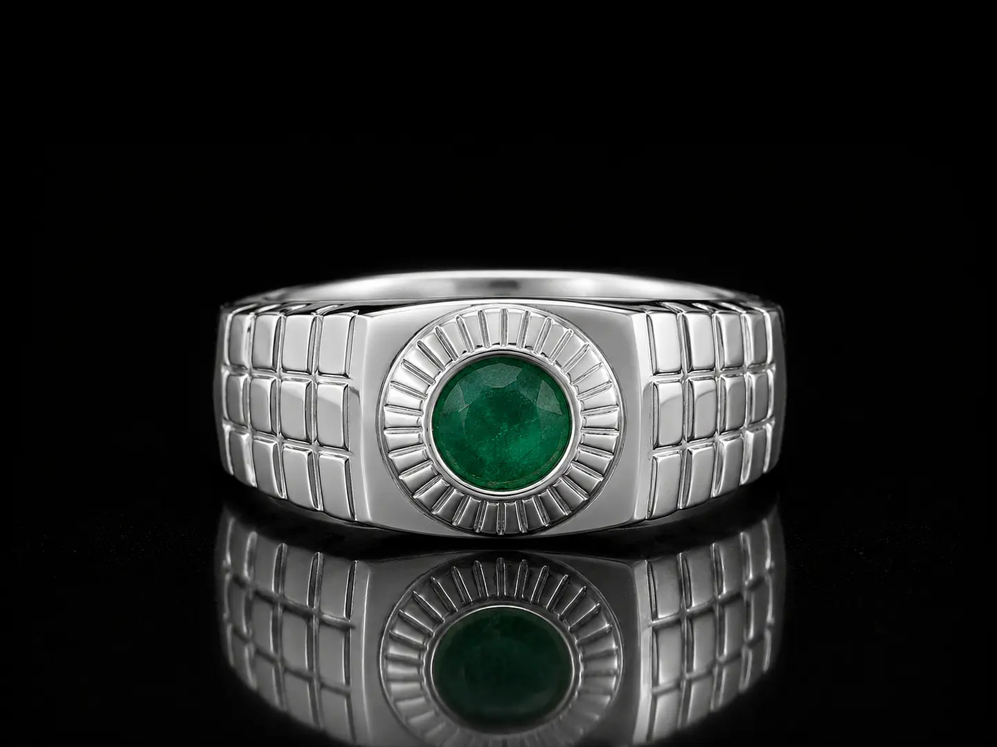 Anillo en plata con esmeraldas 1