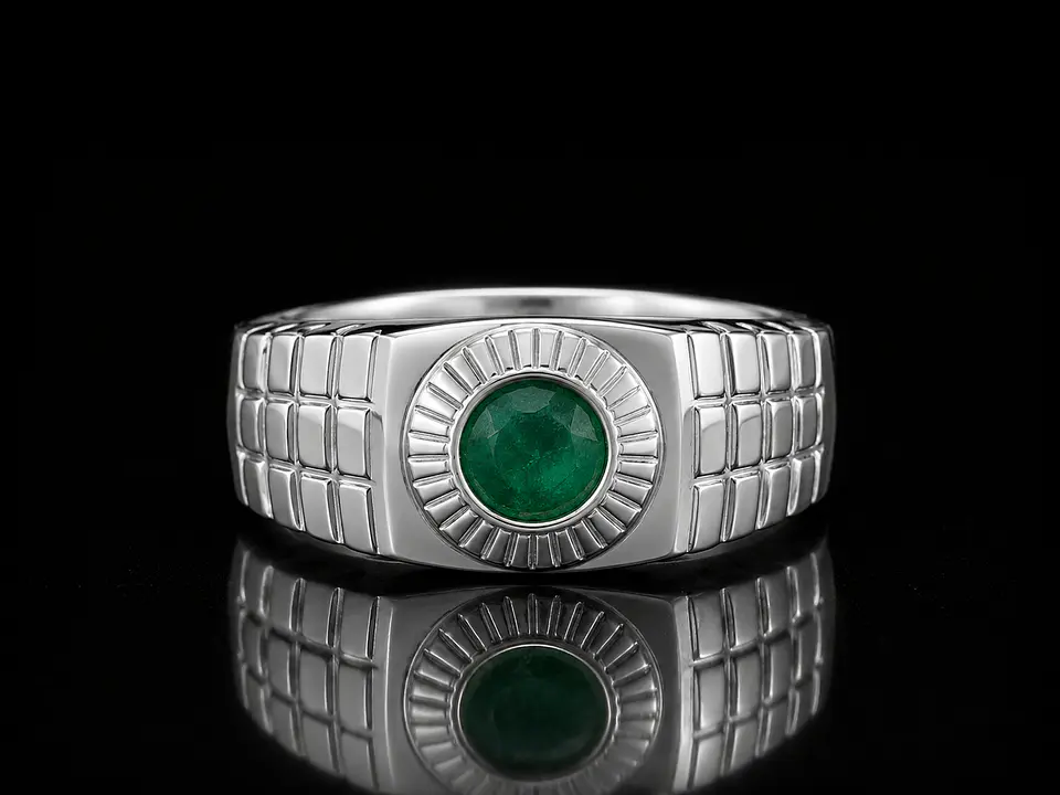 Anillo en plata con esmeraldas 1
