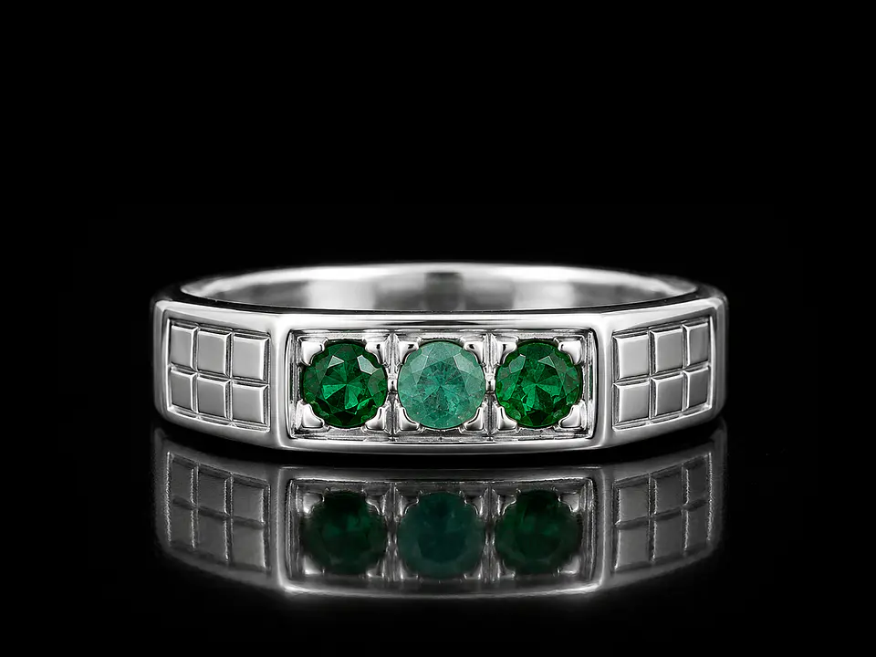 Anillo en plata con esmeraldas 1