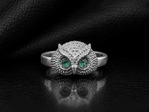 Anillo en plata con esmeraldas