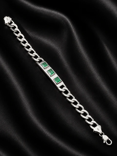 Pulsera en plata con esmeraldas