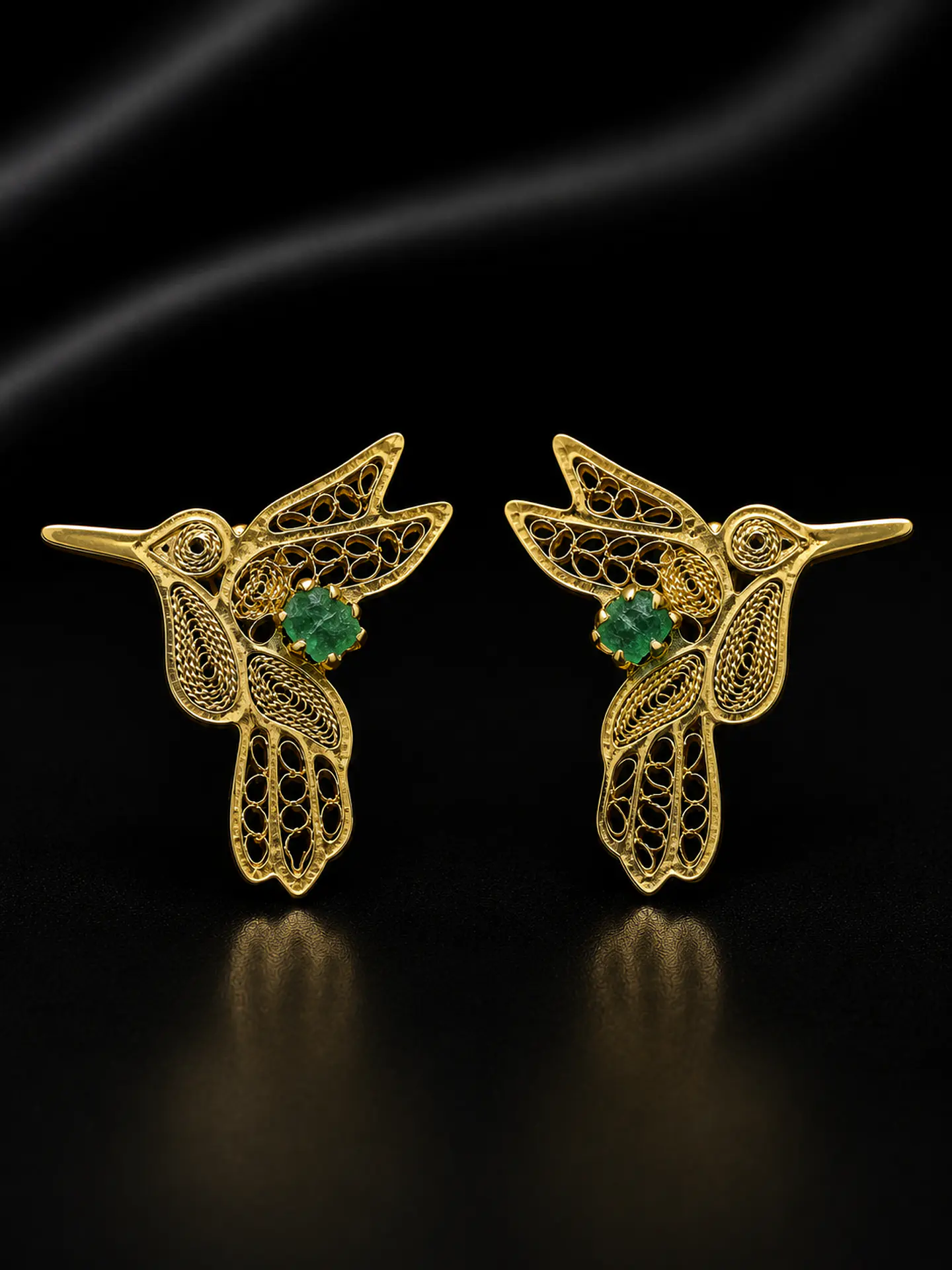 Aretes Colibrí en Filigrana con murralla 1