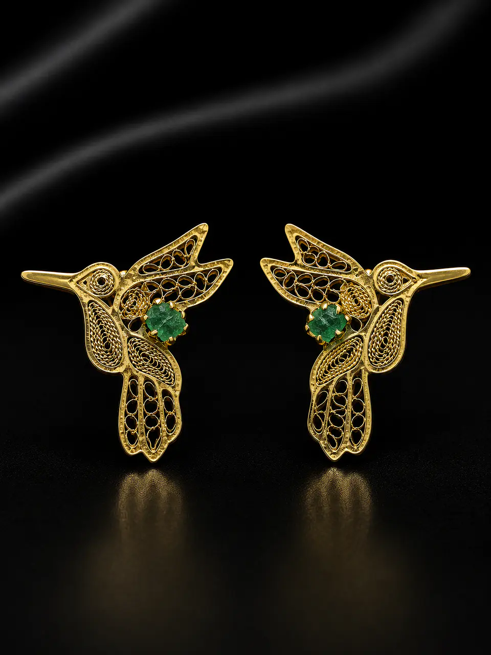 Aretes Colibrí en Filigrana con murralla 1