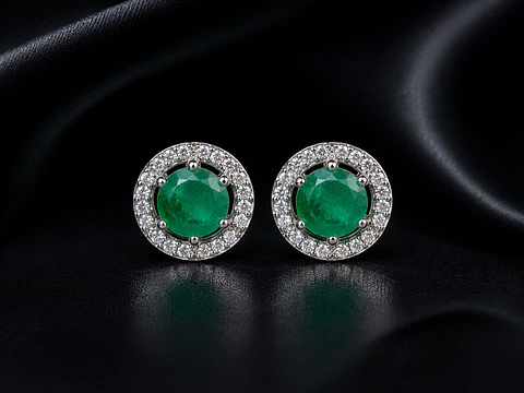 Aretes en plata con esmeralda