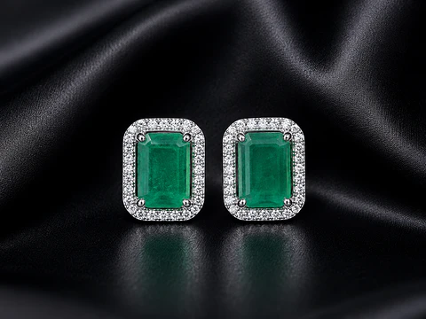 Aretes en plata con esmeralda