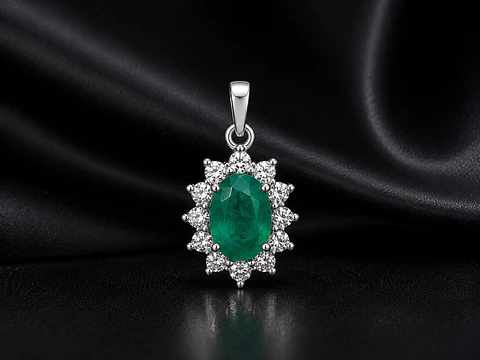 Dije en plata con esmeralda