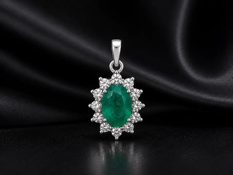 Dije en plata con esmeralda 1