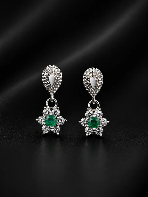 Aretes en plata con esmeralda