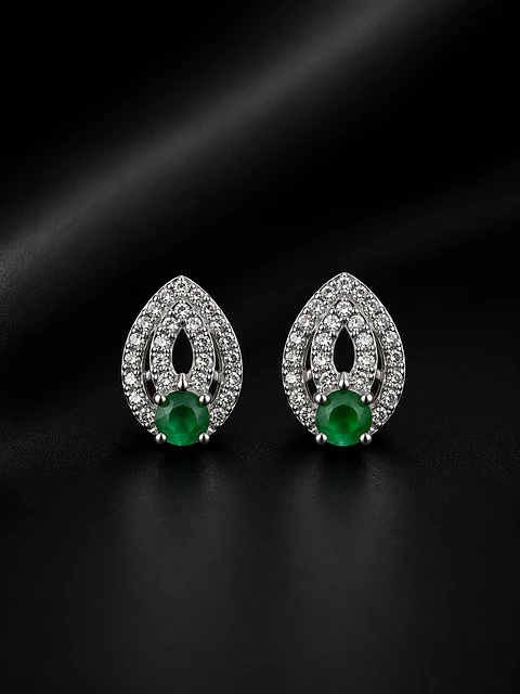 Aretes en plata con esmeralda