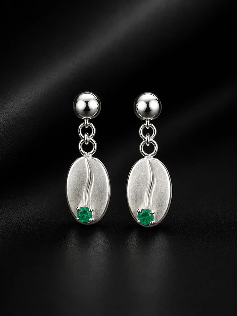 Aretes en plata con esmeralda
