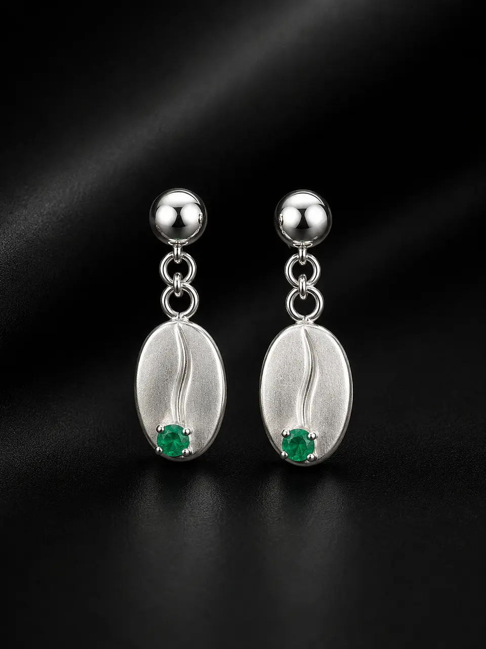 Aretes en plata con esmeralda 1