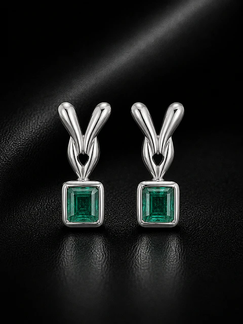 Aretes en plata con esmeralda