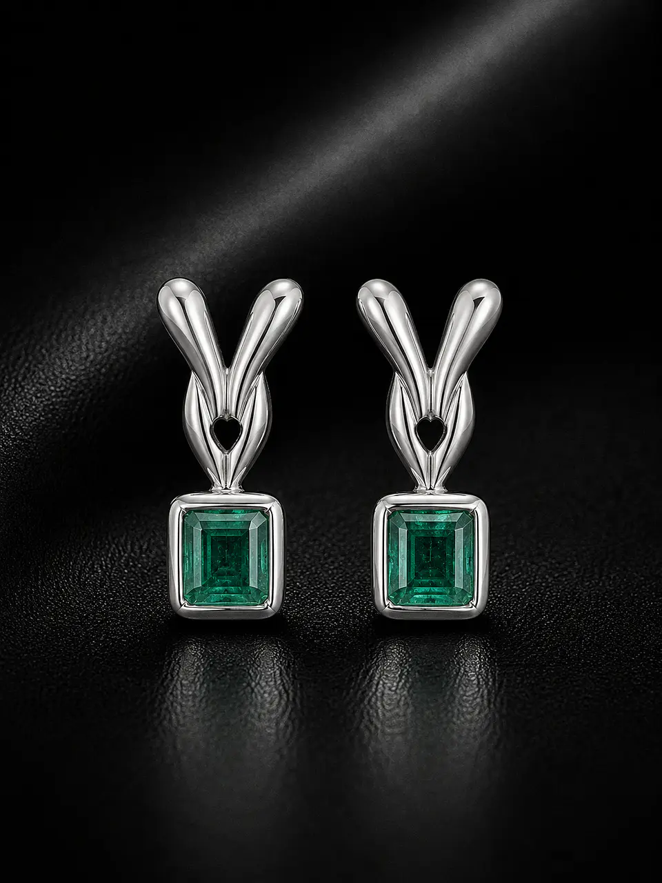 Aretes en plata con esmeralda 1