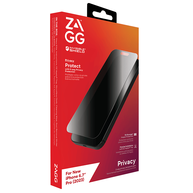 Lámina Glass Elite ZAGG con privacidad iPhone 15 Pro Max