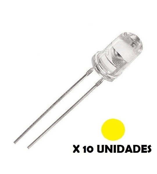DIODO LED DE CHORRO 5mm AMARILLO 10 UNIDADES
