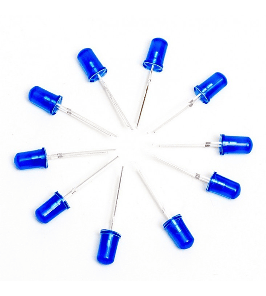 LEDS 5MM COLOR AZUL PAQUETE 10 UNIDADES