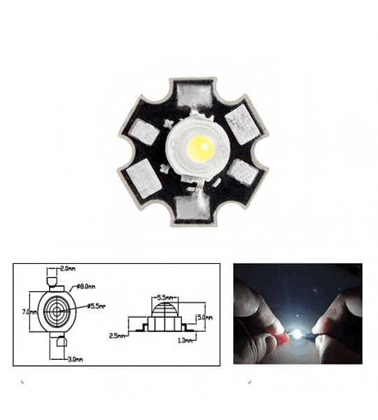 LED DE POTENCIA 3W BLANCO CON DISIPADOR