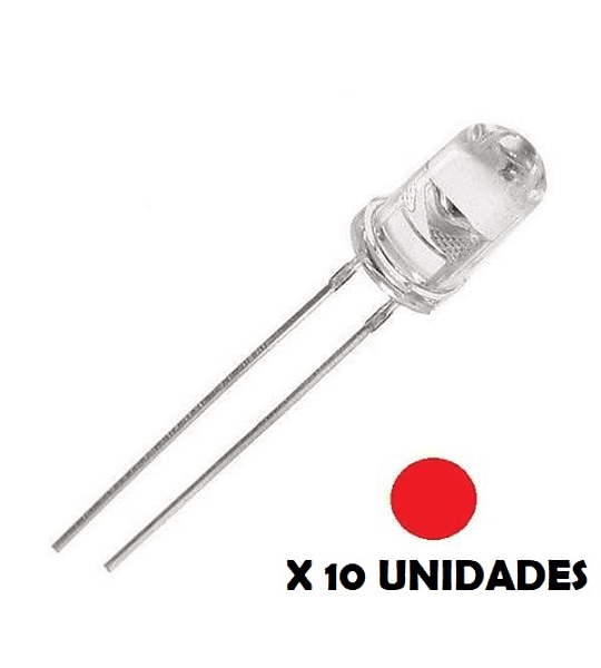 DIODO LED DE CHORRO 5mm ROJO 10 UNIDADES