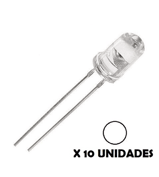 DIODO LED DE CHORRO 5mm BLANCO 10 UNIDADES