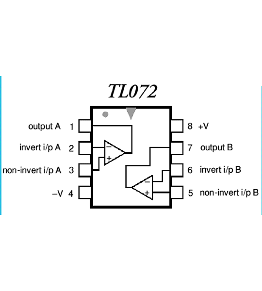 TL072 (2) Amplificador Operacional con Fuente Dual