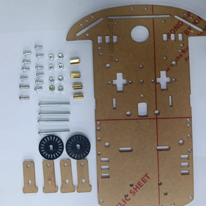 LAMINA CHASIS DE CARRO 2WD 2 llantas CON TORNILLERIA Y ACCESORIOS