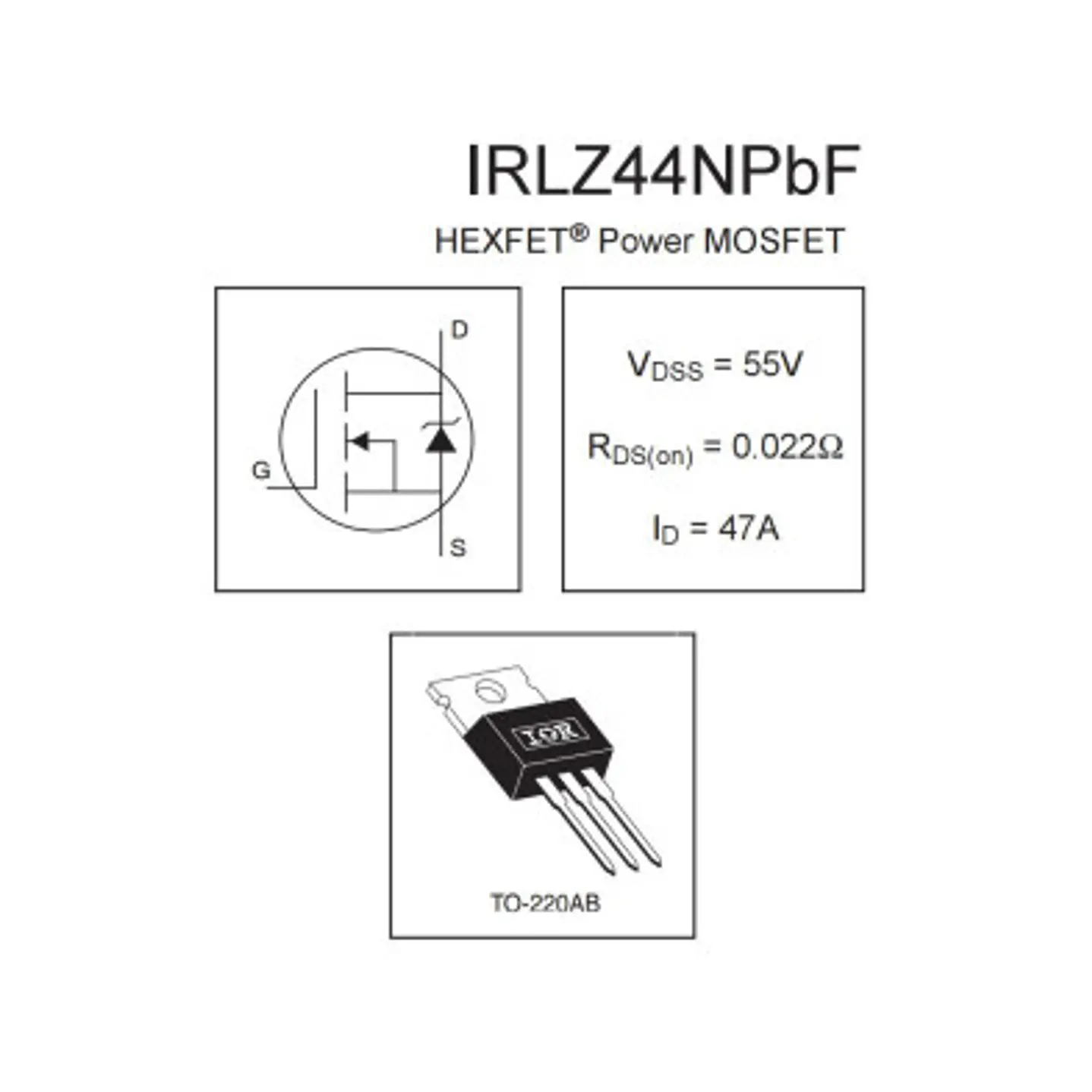 IRLZ44 MOSFET CANAL N DE POTENCIA CON ACTIVACION GATE DE 4.5V A 5VDC 2