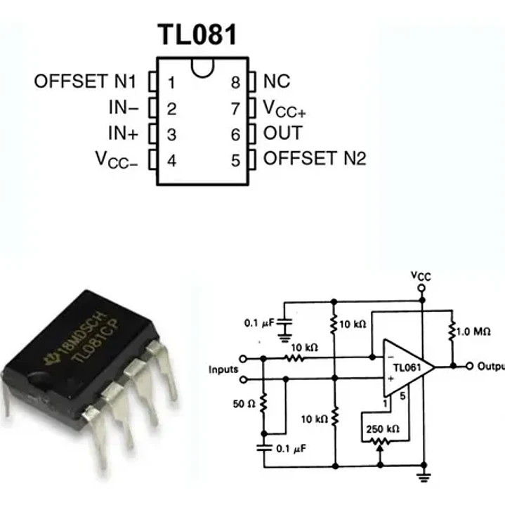 TL081 (1) AMPLIFICADOR OPERACIONAL CON AJUSTE DE OFFSET CON FUENTE DUAL  2