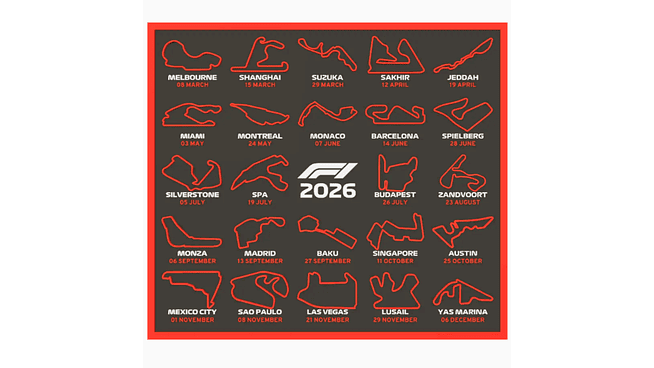 Calendario Formula 1 Año 2026 1