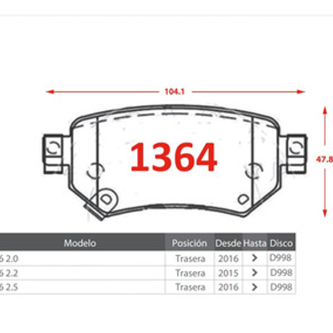 Pastillas De Freno Traseras Cerámica Mazda 6 2014 + 3