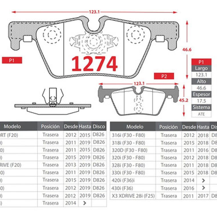 Pastillas Freno Traseras Textar Bmw 114-116-118 (f20/21)  2