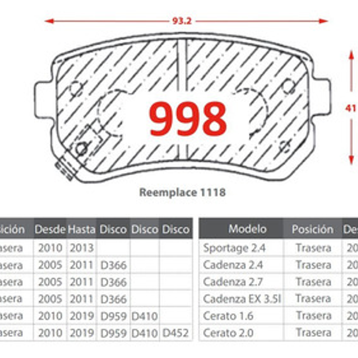 Pastillas Freno Traseras Gtx Kia Sportage 2011-2016 2