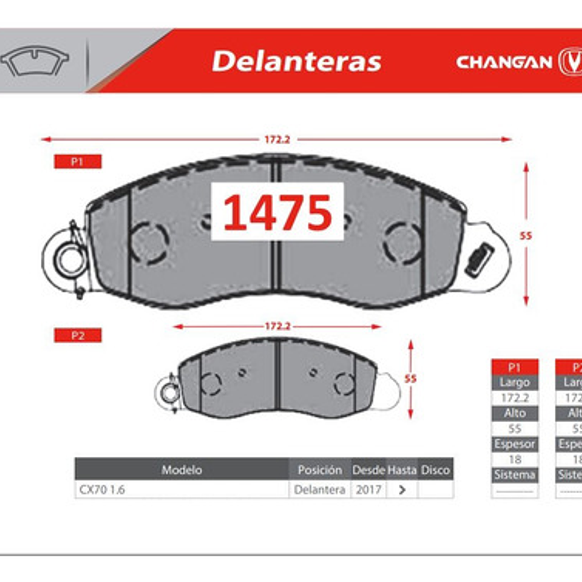 Pastillas Freno Delanteras Gtx Cerámica Changan Cx70 2017+ 3