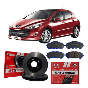 Discos + Pastillas Freno Delanteros Gtx - Peugeot 308 -2013+