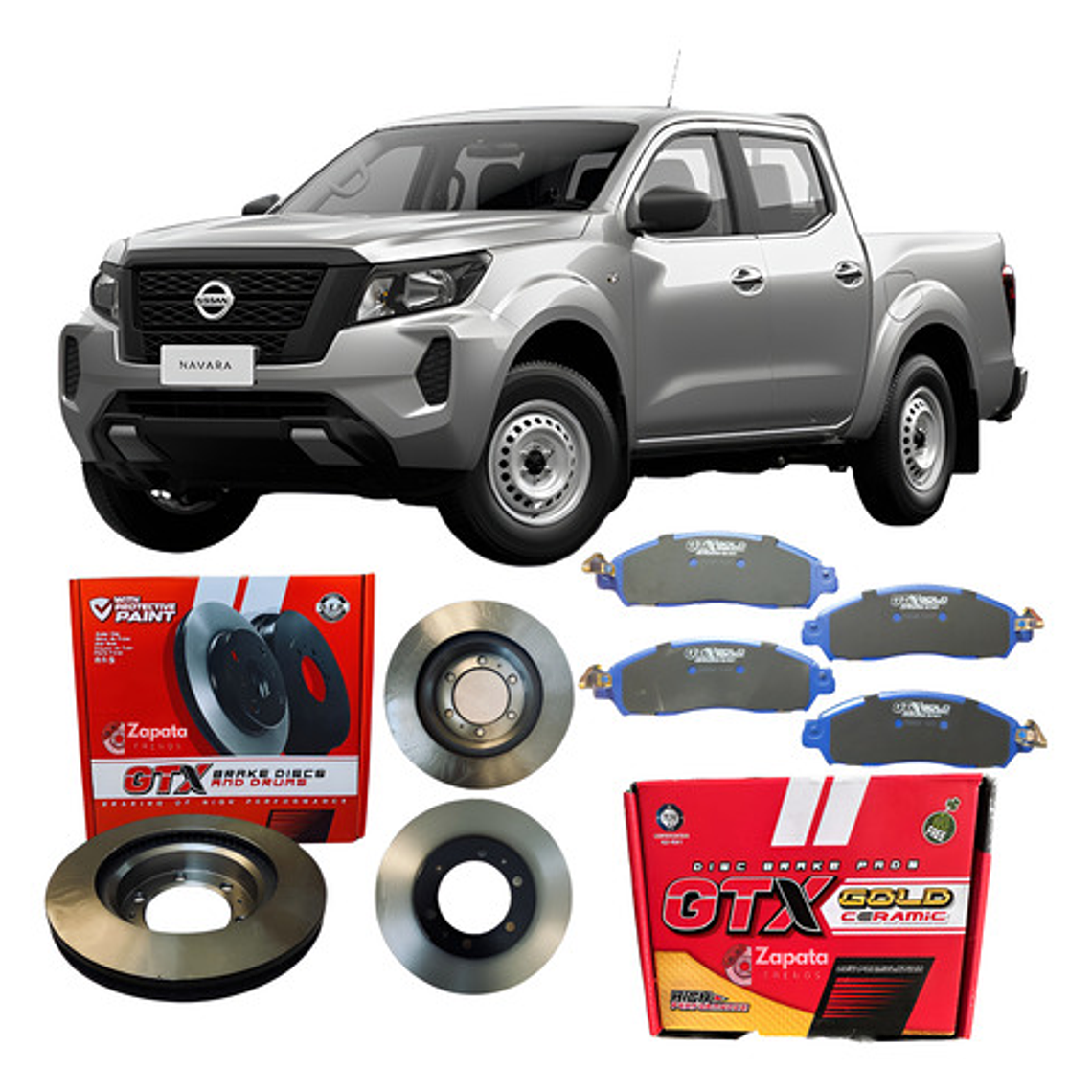 Discos De Freno + Pastillas Ceramicas Gtx Nissan Np300 (par) 1
