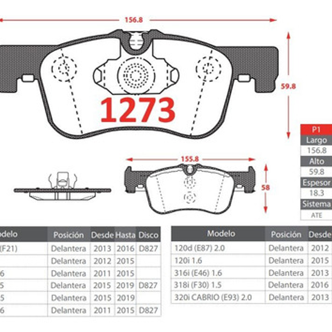 Pastillas Freno Del Y Tras Bmw 114-116-118 (f20/21)  3
