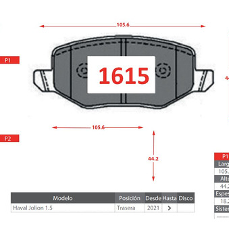 Pastillas De Frenos Traseras Gtx - Haval Jolion 2021+ 2