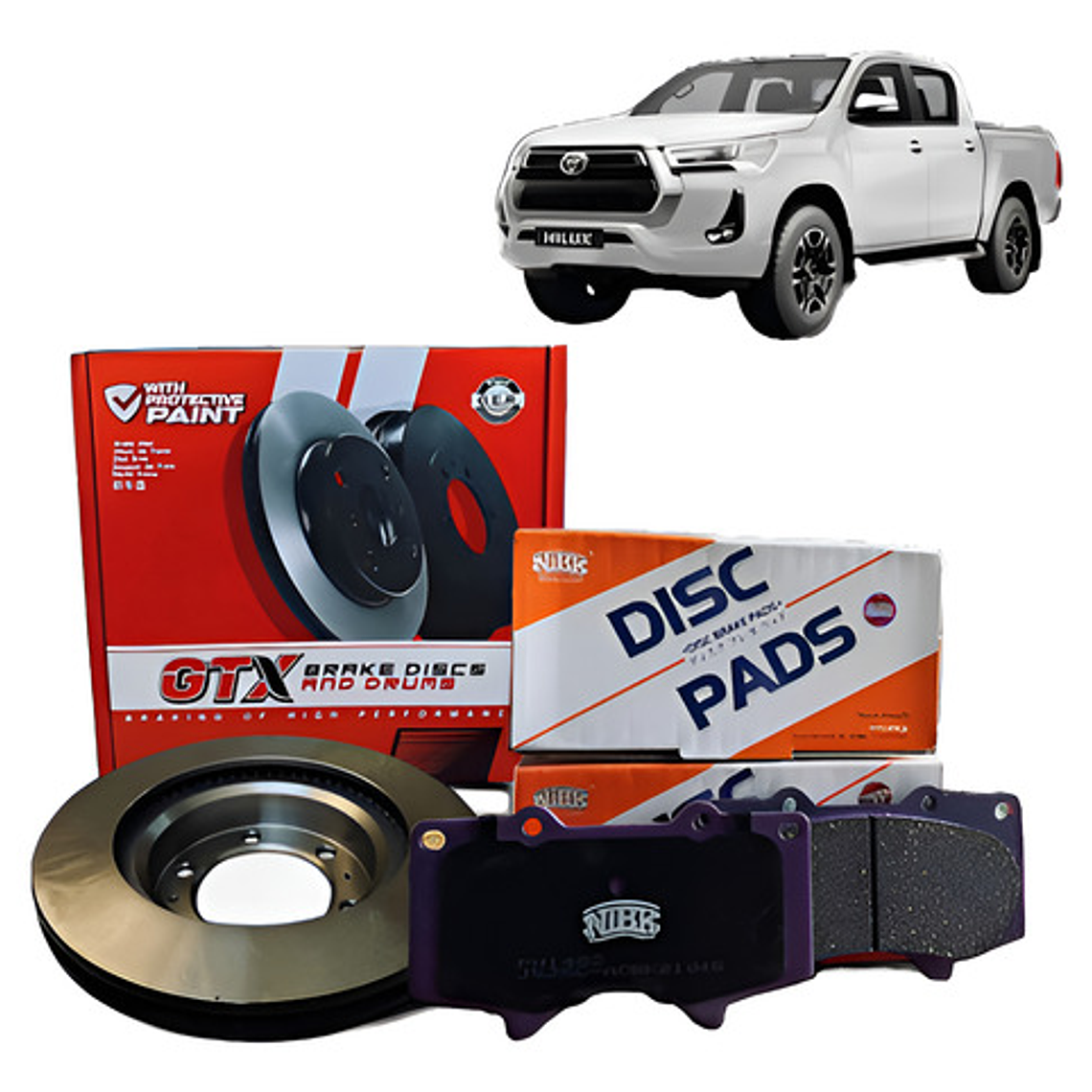 Discos + Pastillas Delanteras Nibk Toyota Hilux 2016 2024 1