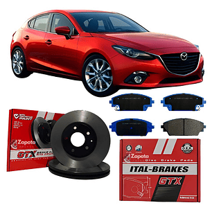 Kit Discos De Freno + Pastillas Delantera Mazda 3 2015 +