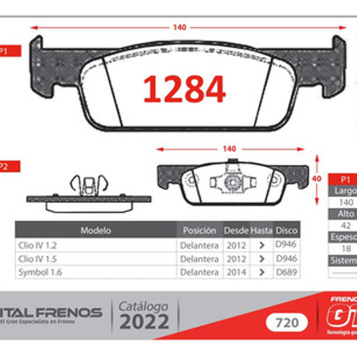 Pastillas De Frenos Para Renault Symbol 1.6 2014-2019 2