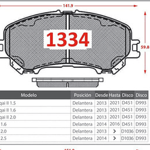 Pastillas Freno Delanteras Nibk Nissan Qashqai Ii 2015-2020